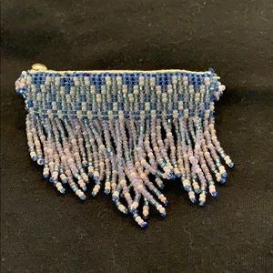 Vintage Purple pink blue beaded barrette hand made